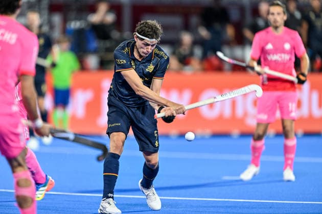 Hockey World Cup Belgium & The Netherlands 2026 - Men - Germany vs Belgium Arno Van Dessel (5) of Belgium pictured during a hockey game between Germany and Belgium ( called the Red Lions ) , the second (out of three) matches during the group stage of the men 2026 Hockey World Cup , on Monday 17 August 2026 in Wavre , Belgium . PHOTO SPORTPIX Stijn Audooren Wavre Belfius Hockey Arena Waals-Brabant Belgium  Copyright: xSportpix.bex xStijnxAudoorenxStijnxAudoorenx