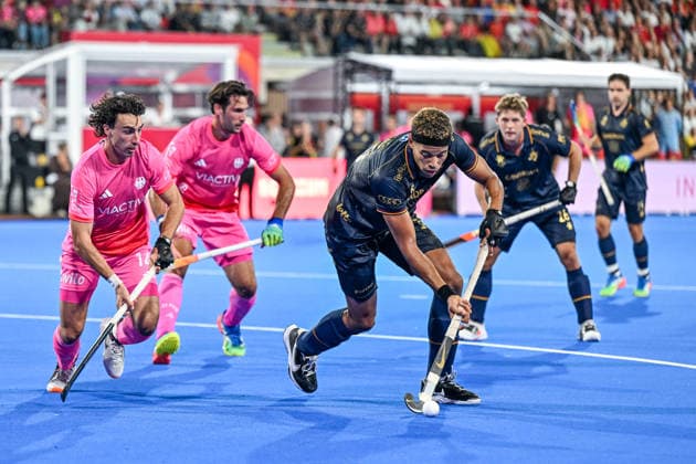 Hockey World Cup Belgium & The Netherlands 2026 - Men - Germany vs Belgium Nelson Onana (30) of Belgium pictured during a hockey game between Germany and Belgium ( called the Red Lions ) , the second (out of three) matches during the group stage of the men 2026 Hockey World Cup , on Monday 17 August 2026 in Wavre , Belgium . PHOTO SPORTPIX Stijn Audooren Wavre Belfius Hockey Arena Waals-Brabant Belgium  Copyright: xSportpix.bex xStijnxAudoorenxStijnxAudoorenx
