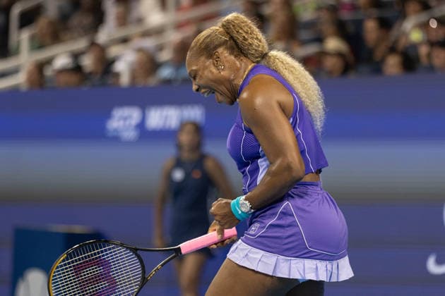 MASON, OHIO - AUGUST 17: Serena Williams of United States reacts to a play during day seven of the Cincinnati Open at the Lindner Family Tennis Center on August 17, 2026 in Mason, Ohio.  Copyright: xShainaxBenhiyoun SPPx Sportspressphoto_SPR210413