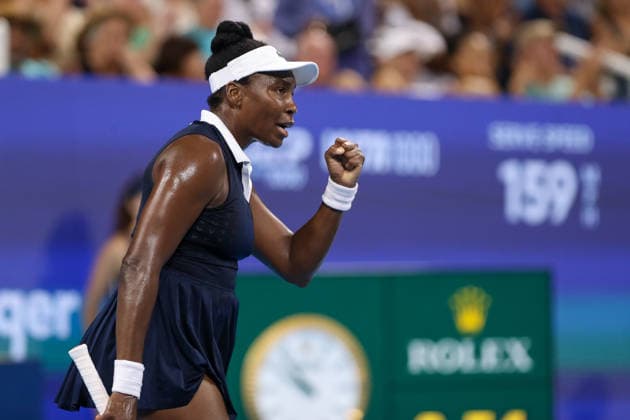 CINCINNATI, OH - AUGUST 17: Venus Williams of the United States reacts during the Cincinnati Open at the Lindner Family Tennis Center on August 17, 2026 in Mason, Ohio. (Photo by Ian Johnson Icon Sportswire) TENNIS: AUG 17 Cincinnati Open EDITORIAL USE ONLY Icon260817015