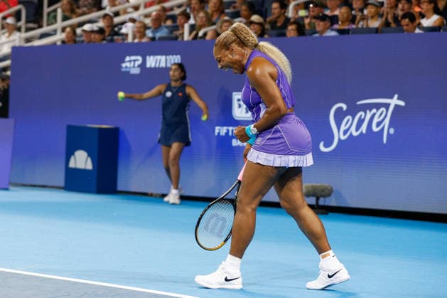 CINCINNATI, OH - AUGUST 17: Serena Williams of the United States reacts during the Cincinnati Open at the Lindner Family Tennis Center on August 17, 2026 in Mason, Ohio. (Photo by Ian Johnson Icon Sportswire) TENNIS: AUG 17 Cincinnati Open EDITORIAL USE ONLY Icon260817030