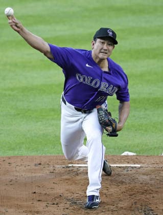 Baseball: Dodgers vs. Rockies Colorado Rockies pitcher Tomoyuki Sugano starts in a baseball game against the Los Angeles Dodgers at Coors Field in Denver, Colorado, on Aug. 17, 2026.  A14AA0005626159P