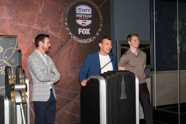 August 17, 2026, New York, New York, USA: KYLE KIRKWOOD, WILL BUXTON and JOSEF NEWGARDEN light the Empire State Building in New York to celebrate the Freedom 250 Grand Prix. 17 August 2026 New York USA - ZUMAa265 0864332097st Copyright: xEricxAcquayex