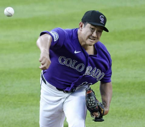 Baseball: Dodgers vs. Rockies Colorado Rockies pitcher Tomoyuki Sugano starts in a baseball game against the Los Angeles Dodgers at Coors Field in Denver, Colorado, on Aug. 17, 2026.  A14AA0005626162P