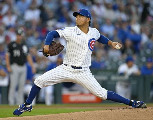 Baseball: White Sox vs. Cubs Shota Imanaga of the Chicago Cubs starts in a baseball game against the Chicago White Sox at Wrigley Field in Chicago on Aug. 17, 2026.  A14AA0005626170P