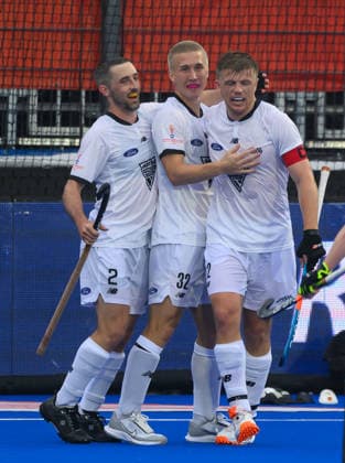 Hockey World Cup Day Four New Zealand (Black Sticks) celebrate their first goal during the Pool A match against Japan in the 2026 FIH Hockey World Cup at Wagener Stadium, Amstelveen 18 08 2026 UK Newspapers OUT Copyright: xGraemexWilcocksonx FIL-23793-0009