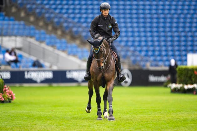 AACHEN, TYSKLAND 20260818 Peder Fredricson med hästen Alcapone des Carmille under tisdagens inhoppning pa VM-arenan inför ryttar-VM i Aachen. *** Bilden ingar i SPORTPAKET. För övriga BETALBILD ** AACHEN TYSKLAND x10050x *** AACHEN, GERMANY 20260818 Peder Fredricson with his horse Alcapone des Carmille during Tuesday’s warm-up at the World Championships arena ahead of the World Equestrian Championships in Aachen *** This image is part of the SPORTS PACKAGE. For other images, see PAID CONTENT ** AACHEN, GERMANY x10050x  Copyright: xPontusxLundahl TTx RYTTAR-VM 2026