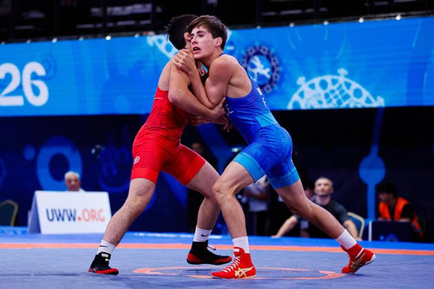 U20 World Championships 60kg GR - Aykhan Javadov (AZE) df. Magomed Varaev (FRA) *** U20 World Championships, 60 kg Greco-Roman: Aykhan Javadov (AZE) defeated Magomed Varaev (FRA) Copyright: xKostadinxAndonovx