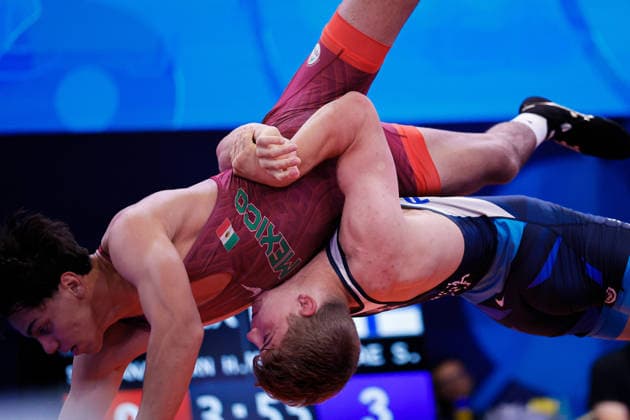 U20 World Championships 82kg GR - Severi Aabraham Maeenpaeae (FIN) df. Heder Andrei Yamil Saldana Bernardino (MEX) *** U20 World Championships, 82 kg, Greco-Roman: Severi Aabraham Maeenpaeae (FIN) defeated Heder Andrei Yamil Saldana Bernardino (MEX) Copyright: xKostadinxAndonovx