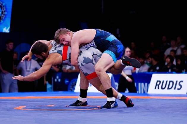 U20 World Championships 82kg GR - Severi Aabraham Maeenpaeae (FIN) df. Kyrylo Uhrik (UKR) *** U20 World Championships, 82 kg, Greco-Roman: Severi Aabraham Maeenpaeae (FIN) defeated Kyrylo Uhrik (UKR) Copyright: xKostadinxAndonovx