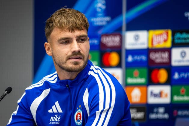 SLOVAN BRATISLAVA - CELJE press conference, PK, Pressekonferenz Peter Pokorny of Slovan during press conference ahead of the first leg of play off round of UEFA Champions league football match between SK SLovan Bratislava and Celje at the Tehelne Pole Narodny futbalovy stadion. Bratislava, Slovakia, August 18, 2026. Copyright: xx 080A7685
