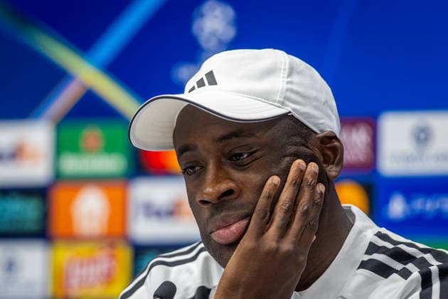 SLOVAN BRATISLAVA - CELJE press conference, PK, Pressekonferenz Head coach of Slovan Yaya Toure during press conference ahead of the first leg of play off round of UEFA Champions league football match between SK SLovan Bratislava and Celje at the Tehelne Pole Narodny futbalovy stadion. Bratislava, Slovakia, August 18, 2026. Copyright: xx 080A7730