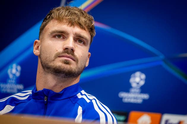 SLOVAN BRATISLAVA - CELJE press conference, PK, Pressekonferenz Peter Pokorny of Slovan during press conference ahead of the first leg of play off round of UEFA Champions league football match between SK SLovan Bratislava and Celje at the Tehelne Pole Narodny futbalovy stadion. Bratislava, Slovakia, August 18, 2026. Copyright: xx 080A8100