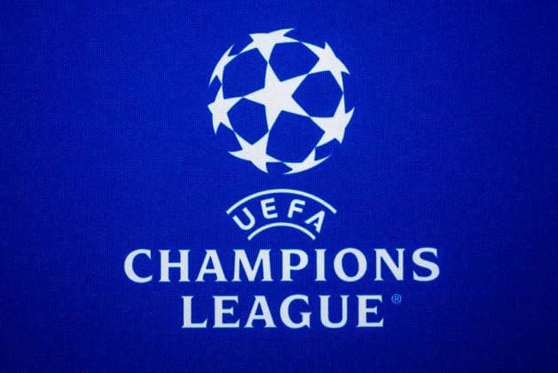 SLOVAN BRATISLAVA - CELJE press conference, PK, Pressekonferenz UEFA Champions league logo during press conference ahead of the first leg of play off round of UEFA Champions league football match between SK SLovan Bratislava and Celje at the Tehelne Pole Narodny futbalovy stadion. Bratislava, Slovakia, August 18, 2026. Copyright: xx 080A8182