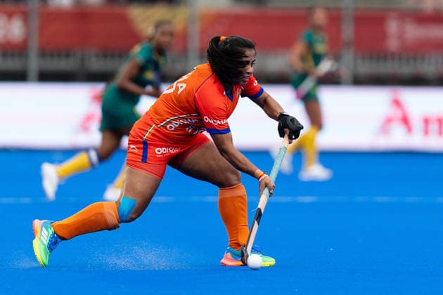 India v South Africa - FIH Hockey World Cup AMSTELVEEN, NETHERLANDS - AUGUST 18: Neha of India during the FIH Hockey World Cup match between India and South Africa at Wagener Stadion on August 18, 2026 in Amstelveen, Netherlands. Amstelveen Wagener Stadion Netherlands Content not available for redistribution in The Netherlands directly or indirectly through any third parties. Copyright: xMarcelxvanxPlateringenx