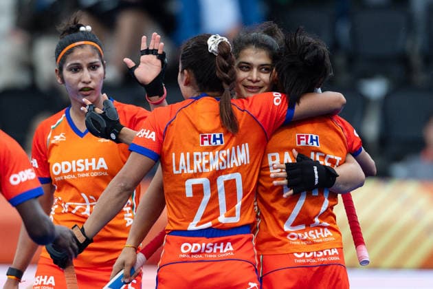 India v South Africa - FIH Hockey World Cup AMSTELVEEN, NETHERLANDS - AUGUST 18: Baljeet Kaur, Deepika, Lalremsiami and Navneet Kaur of India during the FIH Hockey World Cup match between India and South Africa at Wagener Stadion on August 18, 2026 in Amstelveen, Netherlands. Amstelveen Wagener Stadion Netherlands Content not available for redistribution in The Netherlands directly or indirectly through any third parties. Copyright: xMarcelxvanxPlateringenx