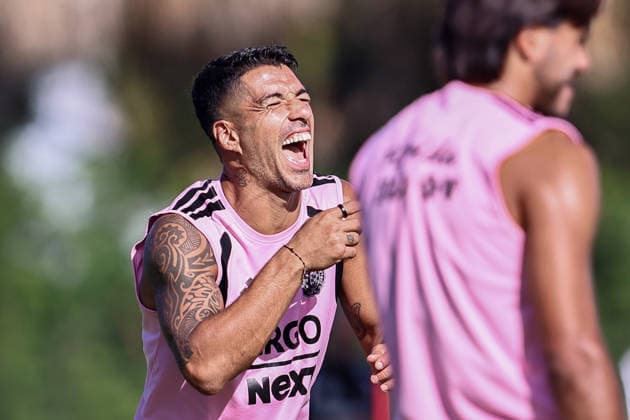 FORT LAUDERDALE, FL - AUGUST 18: Luis Suarez (9) of Inter Miami CF is seen at an Inter Miami Training Session at Florida Blue Training Center on August 18, 2026 in Fort Lauderdale, Florida. (Photo by Chris Arjoon Icon Sportswire) SOCCER: AUG 18 Inter Miami CF Training EDITORIAL USE ONLY Icon2608180000034