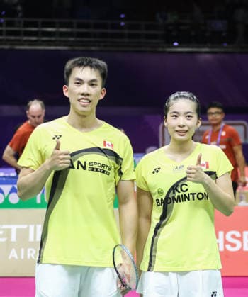 RECORD DATE NOT STATED BWF Badminton World Championships: India vs Canada New Delhi, Aug 18 (ANI): Canada s Jonathan Bing Tsan Lai and Crystal Lai pose for a picture after winning the mixed doubles category of the BWF Badminton World Championship, WM, Weltmeisterschaft 2026 match against India s Rohan Kapoor and Ruthvika Shivani Gadde at Indira Gandhi Indoor Stadium, in New Delhi on Tuesday. New Delhi Delhi India Copyright: xANIx ANI_20260818059