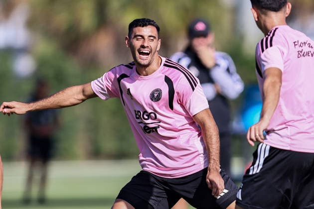 FORT LAUDERDALE, FL - AUGUST 18: German Berterame (19) of Inter Miami CF is seen at an Inter Miami Training Session at Florida Blue Training Center on August 18, 2026 in Fort Lauderdale, Florida. (Photo by Chris Arjoon Icon Sportswire) SOCCER: AUG 18 Inter Miami CF Training EDITORIAL USE ONLY Icon2608180000039