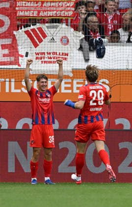 TOR zum 1:0 Yannik Wagner 1. FC Heidenheim 1846 FCH (38) Torjubel Mikkel Kaufmann 1. FC Heidenheim 1846 FCH (29) 1. FC Heidenheim 1846 FCH vs FC Bayern Muenchen FCB TESTSPIEL 18.08.2026 DFL REGULATIONS PROHIBIT ANY USE OF PHOTOGRAPHS AS IMAGE SEQUENCES AND OR QUASI-VIDEO 1. FC Heidenheim 1846 FCH vs FC Bayern Muenchen FCB TESTSPIEL *** GOAL: 1-0 Yannik Wagner 1 FC Heidenheim 1846 FCH 38 Goal celebration Mikkel Kaufmann 1 FC Heidenheim 1846 FCH 29 1 FC Heidenheim 1846 FCH vs. FC Bayern Munich FCB Friendly Match August 18, 2026 DFL regulations prohibit any use of photographs as image sequences and or quasi-video 1 FC Heidenheim 1846 FCH vs. FC Bayern Munich FCB Friendly Match