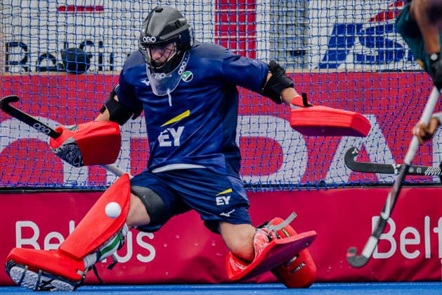 2026 Men s FIH Hockey World Cup Pool C, Belfius Hockey Arena, Wavre, Belgium 18 8 2026 Ireland vs South Africa Ireland goalkeeper Jamie Carr makes a save Jamie Carr makes a save 18 8 2026  Copyright: xWillxPalmerx WP7_1368 20260818