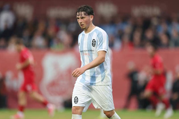 18.08.2026, Herren, Fussball, Saison 2026 2027, Regionalliga Bayern, 5. Spieltag: TSV Aubstadt - TSV 1860 Muenchen Lance Fiedler ( 47, TSV 1860 München) Sulzfeld Schulstadion Aubstadt (NGN Arena) Bayern Deutschland *** August 18, 2026, Men s, Soccer, 2026–2027 season, Bavarian Regional League, Matchday 5: TSV Aubstadt vs. TSV 1860 Munich; Lance Fiedler 47; TSV 1860 Munich; Sulzfeld Schulstadion; Aubstadt; NGN Arena; Bavaria; Germany