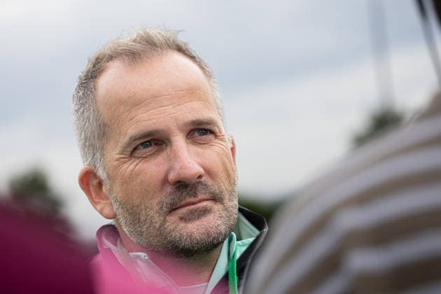 Manuel Baum (Trainer FC Augsburg) im Interview am Trainingsplatz; FC Augsburg, Training, *** Interview with Manuel Baum, FC Augsburg Coach, at the FC Augsburg training field, Training,