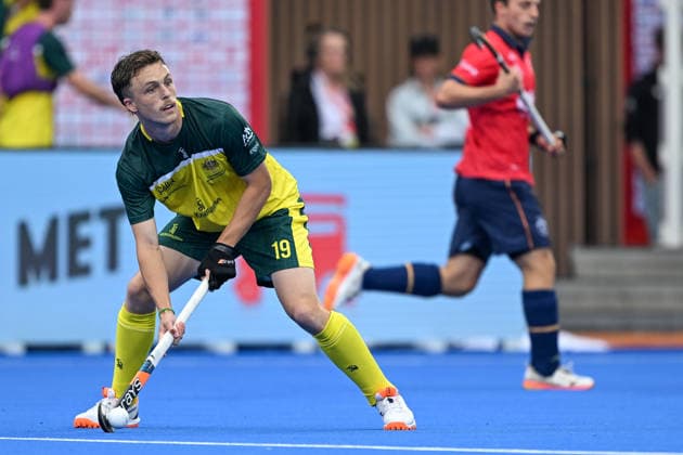 Hockey World Cup Belgium & The Netherlands 2026 - Men - Spain vs Australia Craig Marais (19) of Australia pictured during a hockey game between Spain and Australia , the second (out of three) matches during the group stage of the men 2026 Hockey World Cup , on Tuesday 18 August 2026 in Wavre , Belgium . PHOTO SPORTPIX Stijn Audooren Wavre Belfius Hockey Arena Waals-Brabant Belgium  Copyright: xSportpix.bex xStijnxAudoorenxStijnxAudoorenx