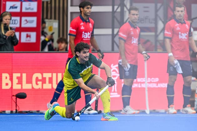 Hockey World Cup Belgium & The Netherlands 2026 - Men - Spain vs Australia James Collins (26) of Australia pictured during a hockey game between Spain and Australia , the second (out of three) matches during the group stage of the men 2026 Hockey World Cup , on Tuesday 18 August 2026 in Wavre , Belgium . PHOTO SPORTPIX Stijn Audooren Wavre Belfius Hockey Arena Waals-Brabant Belgium  Copyright: xSportpix.bex xStijnxAudoorenxStijnxAudoorenx