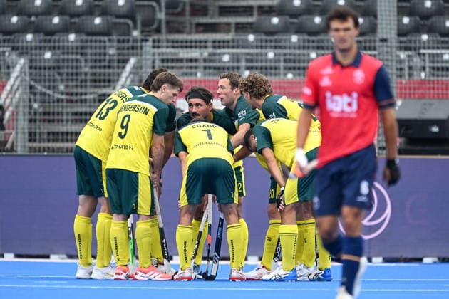 Hockey World Cup Belgium & The Netherlands 2026 - Men - Spain vs Australia Team Australia pictured during a hockey game between Spain and Australia , the second (out of three) matches during the group stage of the men 2026 Hockey World Cup , on Tuesday 18 August 2026 in Wavre , Belgium . PHOTO SPORTPIX Stijn Audooren Wavre Belfius Hockey Arena Waals-Brabant Belgium  Copyright: xSportpix.bex xStijnxAudoorenxStijnxAudoorenx