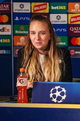 SOCCER - UEFA CL, Celtic vs LASK GLASGOW,SCOTLAND,18.AUG.26 - SOCCER - UEFA Champions League, play-off, Celtic Glasgow vs Linzer ASK, preview, press conference, PK, Pressekonferenz LASK. Image shows Nathalie Melcher (LASK).  GEPAxpictures xManuelxBinder