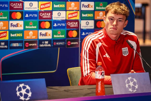 SOCCER - UEFA CL, Celtic vs LASK GLASGOW,SCOTLAND,18.AUG.26 - SOCCER - UEFA Champions League, play-off, Celtic Glasgow vs Linzer ASK, preview, press conference, PK, Pressekonferenz LASK. Image shows Lukas Jungwirth (LASK).  GEPAxpictures xManuelxBinder