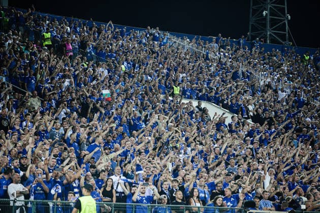 IPA87602983 - Levski fans during the Champions League playoff match between PFC Levski Sofia and AEK Athens FC at Vasil Levski Stadium in Sofia, Bulgaria, on August 18, 2026  Copyright: xIvanxSxIvanov IPAxSportx xx 87602983