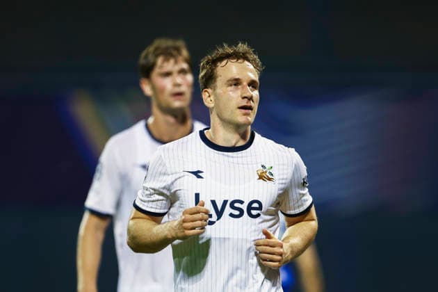 Zagreb 20260818. Vikings Peter Christiansen celebrates his 2-1 goal during the Champions League qualifying playoff match between Dinamo Zagreb and Viking at Maksimir Stadium. Photo: Nikola Krstic NTB EDITORIAL USE ONLY. RESTRICTED USE FOR BETTING COMPANIES Ref:_SPOeRjkKU0Vbdc.jpg *** Zagreb, August 18, 2026: Viking s Peter Christiansen celebrates his 2-1 goal during the Champions League qualifying playoff match between Dinamo Zagreb and Viking at Maksimir Stadium. Photo by Nikola Krstic, NTB. EDITORIAL USE ONLY. RESTRICTED USE FOR BETTING COMPANIES.  Copyright: xNTBx