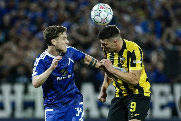IPA87603913 - Levski s Serginho in action against AEK s Luka Jovic during the Champions League playoff match between PFC Levski Sofia and AEK Athens FC at Vasil Levski Stadium in Sofia, Bulgaria, on August 18, 2026  Copyright: xIvanxSxIvanov IPAxSportx xx 87603913