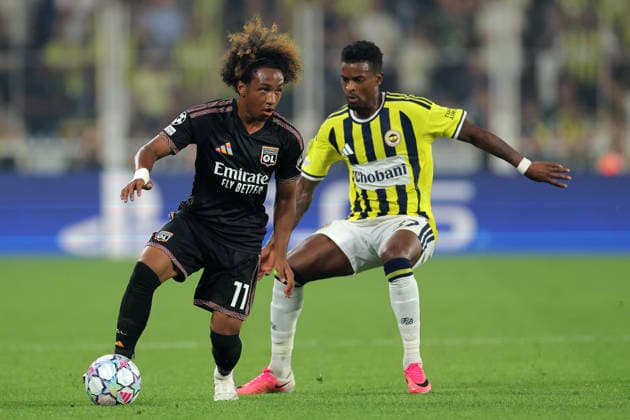 2026-08-18 Fenerbahce v Olympique Lyonnais - UEFA Champions League 2026 27 Play-Offs First Leg ISTANBUL, TURKEY - AUGUST 18: Malick Fofana of Olympique Lyonnais, Nelson Semedo of Fenerbahce during the UEFA Champions League 2026 27 Play-Offs First Leg match between Fenerbahce and Olympique Lyonnais at Sukru Saracoglu Stadium on August 18, 2026 in Istanbul, Turkey. (Photo by BSR Agency) Istanbul Turkey Content not available for redistribution in The Netherlands directly or indirectly through any third parties. Copyright: xBSRxAgencyx