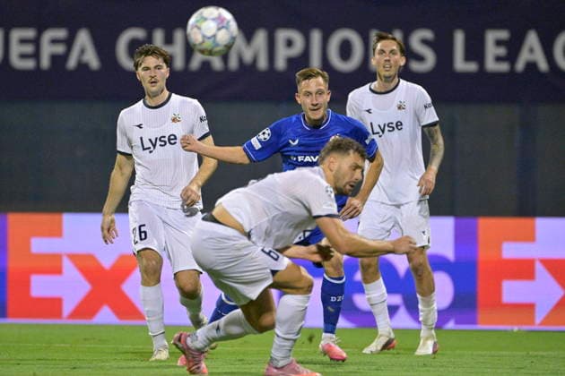 Zagreb, Croatia, 180826. Maksimir Stadium. Players Lukas Kacavenda and Gianni Stensness at the UEFA Champions League play-off first leg, Dinamo vs. Viking. Photo: Ronald Gorsic CROPIX Copyright: xxRonaldxGorsicx xCROPIXx dinamo_viking59-180826