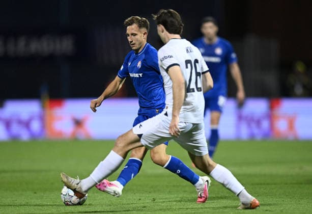 GNK Dinamo Zagreb v Viking - UEFA Champions League 2026 27 Play-Offs First Leg Lukas Kacavenda of GNK Dinamo Zagrebb in action during the UEFA Champions League 2026 27 play-offs first leg match between GNK Dinamo Zagreb and Viking at Maksimir Stadium on August 18, 2026 in Zagreb, Croatia.  MarkoxLukunic PIXSELL