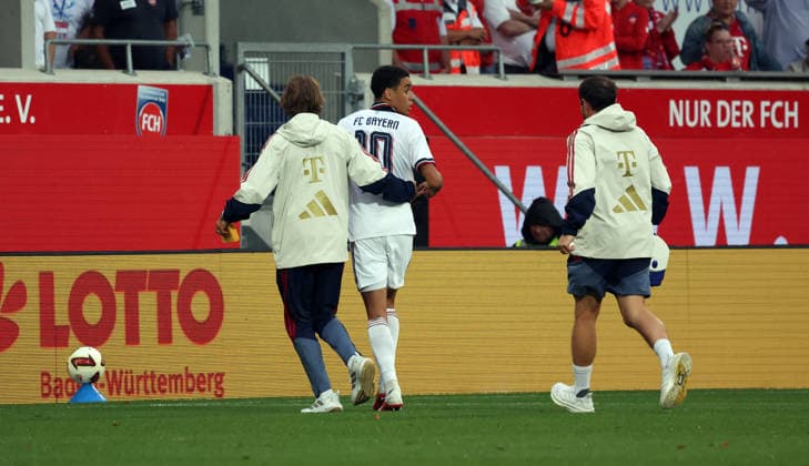 18.08.26 1. FC Heidenheim - FC Bayern München Deutschland, Heidenheim, 18.08.2026, Fussball, Bundesliga, Saison 2026 2027, Testspiel, 1. FC Heidenheim - FC Bayern München: Jamal Musiala (FC Bayern München). *** August 18, 2026, 1 FC Heidenheim vs. FC Bayern Munich, Germany, Heidenheim, August 18, 2026, Soccer, Bundesliga, 2026–2027 Season, Friendly Match, 1 FC Heidenheim vs. FC Bayern Munich, Jamal Musiala, FC Bayern Munich