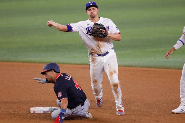 August 18, 2026, Arlington, Texas, USA: Texas Rangers shortstop COREY SEAGER (5) in a baseball game, Tuesday, Aug. 18, 2026, in Arlington, Texas. MLB, Baseball Herren, USA 2026 - Nationals 0:5 Rangers  - ZUMAa325 20260818_zsa_a325_002 Copyright: xDavidxBalleringxIix