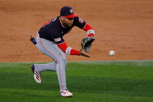 August 18, 2026, Arlington, Texas, USA: Washington Nationals pitcher TOM COSGROVE (34) in a baseball game, Tuesday, Aug. 18, 2026, in Arlington, Texas. MLB, Baseball Herren, USA 2026 - Nationals 0:5 Rangers  - ZUMAa325 20260818_zsa_a325_019 Copyright: xDavidxBalleringxIix