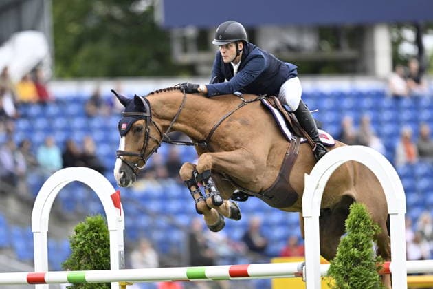 AACHEN, GERMANY 20260819 Johan-Sebastian Gulliksen with the horse Equine America Harwich Vdl, at Wednesday s show jumping, team competition, during the Equestrian World Championships in Aachen. *** The image is included in the SPORTS PACKAGE. For others PAID IMAGE ** AACHEN GERMANY x10050x *** AACHEN, GERMANY 20260819 Johan Sebastian Gulliksen with the horse Equine America Harwich Vdl, at Wednesday’s show jumping team competition during the World Equestrian Games in Aachen *** The image is included in the SPORTS PACKAGE. For other uses, PAID IMAGE ** AACHEN, GERMANY x10050x  Copyright: xPontusxLundahl TTx RYTTAR-VM 2026