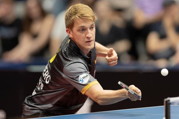 TC OE Clarity-Telefonie Systeme Bad Homburg Borussia Düsseldorf, Bundesliga Anton Källberg (Borussia Düsseldorf). Spiel der Tischtennis Bundesliga zwischen dem TTC OE Clarity-Telefonie Systeme Bad Homburg und Borussia Düsseldorf am 18. August 2026 in Bad Homburg., Bad Homburg Hessen Deutschland Wingert-Sporthalle Ober-Erlenbach *** TC OE Clarity Telefonie Systeme Bad Homburg vs. Borussia Düsseldorf, Bundesliga; Anton Källberg, Borussia Düsseldorf; Table Tennis Bundesliga match between TTC OE Clarity Telefonie Systeme Bad Homburg and Borussia Düsseldorf on August 18, 2026, in Bad Homburg, Bad Homburg, Hesse, Germany; Wingert Sports Hall, Ober Erlenbach