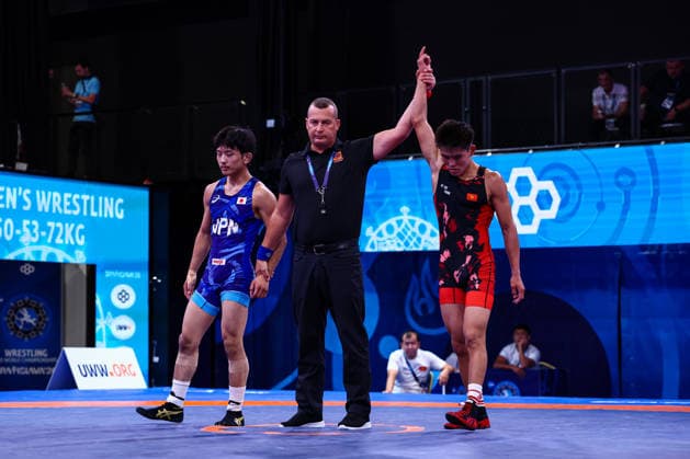 U20 World Championships 60kg GR - Marlen Rakhimovich Abdysamatov (KGZ) df. Takuma Nakashima (JPN) *** U20 World Championships, 60 kg Greco-Roman: Marlen Rakhimovich Abdysamatov (Kyrgyzstan) def. Takuma Nakashima (Japan) Copyright: xJakexKirkmanx
