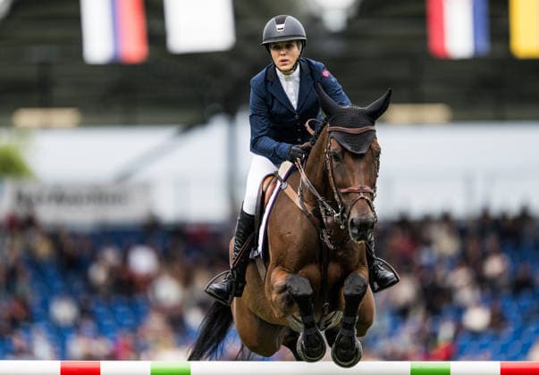 260819 Marit Haarr Skollerud of Norway with horse Nelson van t Roosakker compete in the team and individual jumping qualifier round one during day 9 of the 2026 FEI World Championships on August 19, 2026 in Aachen. Photo: Emma Wallskog BILDBYRAN kod EW EW0689 ridsport equestrian rid-vm 2026 2026 fei world championships bbeng ridsport-vm hoppning jumping norge *** August 19, 2026: Marit Haarr Skollerud of Norway, riding Nelson van t Roosakker, competed in the first round of the team and individual show jumping qualifiers on Day 9 of the 2026 FEI World Championships on August 19, 2026 in Aachen. Photo by Emma Wallskog, BILDBYRAN, code EW EW0689: equestrian sports, 2026 World Championships, 2026 FEI World Championships, BBENG, equestrian sports, World Championships, show jumping, Norway  Copyright: EMMAxWALLSKOG BB260819EW032