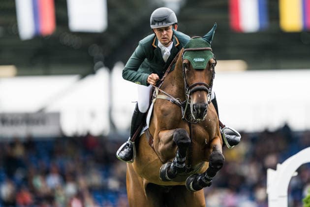 260819 Bertram Allen of Ireland with horse Qonquest de Rigo compete in the team and individual jumping qualifier round one during day 9 of the 2026 FEI World Championships on August 19, 2026 in Aachen. Photo: Emma Wallskog BILDBYRAN kod EW EW0689 ridsport equestrian rid-vm 2026 2026 fei world championships bbeng ridsport-vm hoppning jumping *** August 19, 2026: Bertram Allen of Ireland, riding Qonquest de Rigo, competes in the first round of the team and individual show jumping qualifiers on Day 9 of the 2026 FEI World Championships on August 19, 2026 in Aachen. Photo by Emma Wallskog. BILDBYRAN code EW EW0689 equestrian sports 2026 World Championships 2026 FEI World Championships BBENG equestrian sports World Championships show jumping  Copyright: EMMAxWALLSKOG BB260819EW055