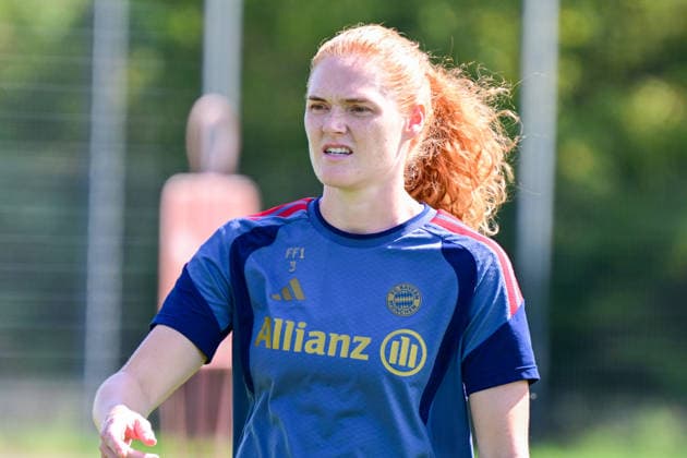 19.08.2026, München, Deutschland. Google Pixel Frauen-Bundesliga: Die FC Bayern Frauen absolvieren auf dem FC Bayern Campus eine Trainingseinheit vor dem Bundesliga-Saisonauftakt gegen den 1. FC Union Berlin. Stine Ballisager (FC Bayern Frauen) *** August 19, 2026, Munich, Germany Google Pixel Women s Bundesliga The FC Bayern Women s team holds a training session at the FC Bayern Campus ahead of their Bundesliga season opener against 1. FC Union Berlin Stine Ballisager FC Bayern Women