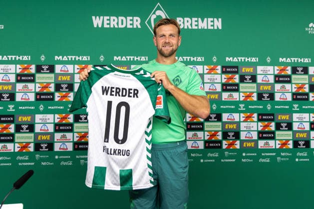 19.08.2026, GER, Fußball, Herren, 1. Bundesliga, Saison 2026 2027, Spielervorstellung, SV Werder Bremen Niclas Füllkrug ( Werder Bremen, 10) wird im Rahmen einer Pressekonferenz vorgestellt, Bremen Weserstadion Bremen Deutschland *** August 19, 2026, GER, Soccer, Men s, Bundesliga 1, 2026–2027 Season, Player Introduction, SV Werder Bremen s Niclas Füllkrug (No. 10) is introduced at a press conference at the Weserstadion in Bremen, Germany Copyright: xNordphotox xMaasx