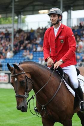 Richard Vogel (GER, Deutschland) mit Pferd United Touch S, aktueller Europameister und Sieger des Rolex Grand Prix von Aachen 2026 (CHIO Aachen) mit 1 Fehler im Zeitspringen, Enttäuschung, Emotion , Springen, FEI Jumping World Championship, WM, Weltmeisterschaft , Turkish Airlines-Prize, Einzel und Teamwertung, Jumping , AACHEN - FEI World Championships 2026, Weltfest des Pferdesports, Reitsport Weltmeisterschaft 2026, Aachen 2026, Welcome Home 2026, Aachener Soers, 11. bis 23. August 2026, Reitsport, 19.08.2026, Aachen Aachener Soers Deutschland *** Richard Vogel (GER), Germany, riding United Touch S, current European Champion and winner of the 2026 Rolex Grand Prix at CHIO Aachen, with 1 penalty in the speed jumping round; disappointment, emotion, show jumping, FEI Jumping World Championship, Turkish Airlines Prize, individual and team competitions, show jumping, AACHEN FEI World Championships 2026, World Festival of Equestrian Sports, 2026 World Equestrian Games, Aachen 2026, Welcome Home 2026, Aachen Soers, August 11–23, 2026, Equestrian Sports, August 19, 2026, Aachen Soers, Germany