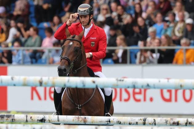 Richard Vogel (GER, Deutschland) mit Pferd United Touch S, aktueller Europameister und Sieger des Rolex Grand Prix von Aachen 2026 (CHIO Aachen) mit 1 Fehler im Zeitspringen , Springen, FEI Jumping World Championship, WM, Weltmeisterschaft , Turkish Airlines-Prize, Einzel und Teamwertung, Jumping , AACHEN - FEI World Championships 2026, Weltfest des Pferdesports, Reitsport Weltmeisterschaft 2026, Aachen 2026, Welcome Home 2026, Aachener Soers, 11. bis 23. August 2026, Reitsport, 19.08.2026, Aachen Aachener Soers Deutschland *** Richard Vogel (GER), Germany, riding United Touch S, current European Champion and winner of the 2026 Rolex Grand Prix at CHIO Aachen with 1 penalty in the speed jumping round, show jumping, FEI Jumping World Championship, Turkish Airlines Prize, individual and team standings, show jumping, AACHEN FEI World Championships 2026, World Festival of Equestrian Sports, 2026 Equestrian World Championships, Aachen 2026, Welcome Home 2026, Aachen Soers, August 11–23, 2026, Equestrian Sports, August 19, 2026, Aachen Soers, Germany